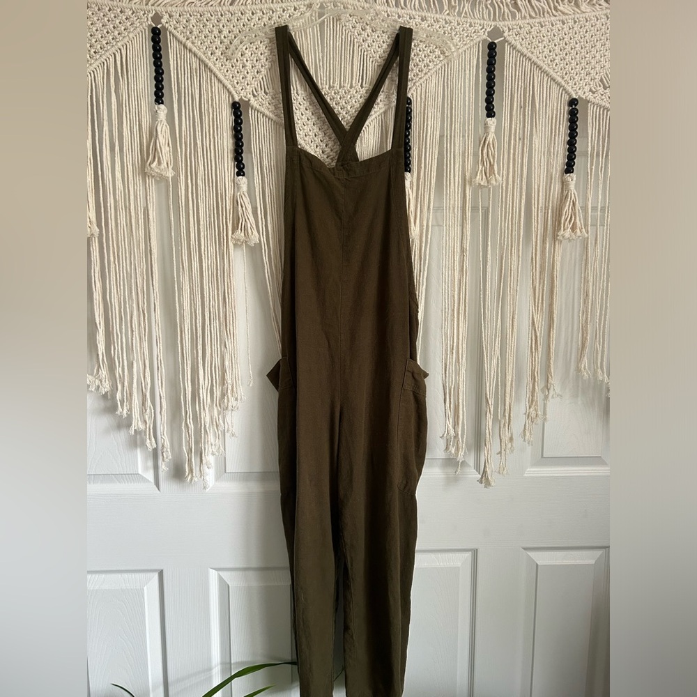 Olive green jumpsuit/overalls/romper size M